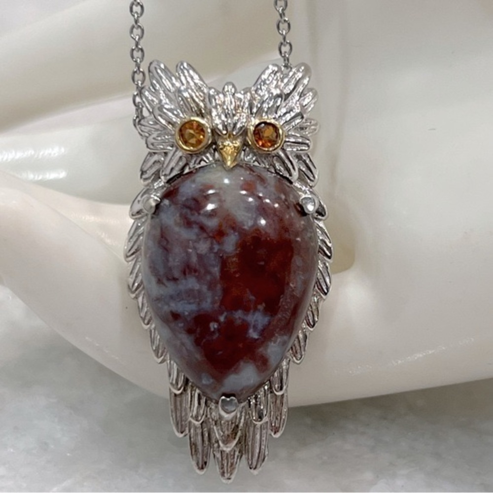 Redlighting Jasper Santa Ana Madeira Citrine 18K YG and Silver Pendant N…
